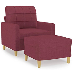 vidaXL Fauteuil avec repose-pied Rouge bordeaux 60 cm Tissu