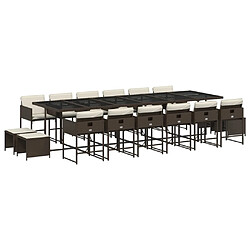 vidaXL Ensemble à manger de jardin et coussins 17 pcs marron rotin