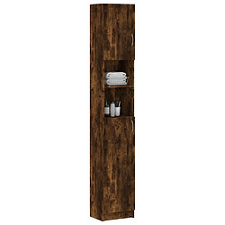 Avis Maison Chic Armoire de bain,Meuble de rangement de salle de bain,Meuble haut Chêne fumé 32x25,5x190 cm Bois d'ingénierie -GKD884196