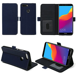 Xeptio Huawei Honor 7C 4G : Housse Portefeuille luxe bleue Style Cuir avec stand - Etui coque de protection Honor 7C avec porte cartes (smartphone 2018) - Accessoires pochette Exceptional case