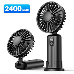 (Noir 2400mAh) TOPK 5000mah Mini Ventilateur Portable, ventilateur électrique de Bureau USB, Petit ventilateur à main Personnel avec Ventilateurs de Cou de Refroidissement Rechargeables USB pour la Chambre