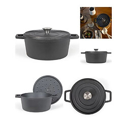 Cocotte ronde en fonte Livoo - Diamètre 24 cm - Capacité 4L - Couvercle avec picot pour arrosage continu