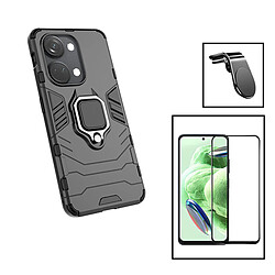 PHONECARE Kit Film Verre Trempé 5D Full Cover + Coque 3X1 Military Defender + Support Magnétique L Safe Driving Voiture pour OnePlus Nord 3 - Noir