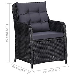 vidaXL Chaises de jardin lot de 2 avec coussins Résine tressée Noir pas cher