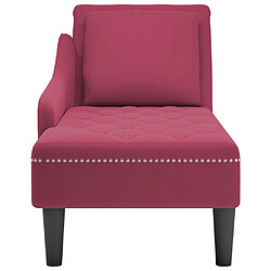 Avis vidaXL Fauteuil long avec coussin et accoudoir droit rouge bordeaux