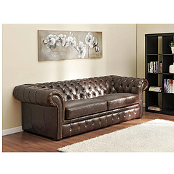 Vente-Unique Canapés 3 places 2 places et un fauteuil chesterfield CLOTAIRE 100% cuir vieilli