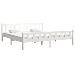 Avis Maison Chic Lit adulte - Lit simple Cadre de lit,Structure du lit Contemporain blanc bois massif 160x200 cm -MN71246