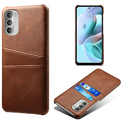 Coque en TPU + PU KSQ avec porte-cartes marron pour votre Motorola Moto G51 5G