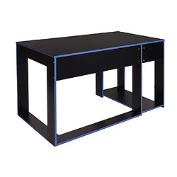 Avis Decoshop26 Bureau table de bureau pour ordinateur 120x60x76cm en MDF noir et bleu 04_0001451