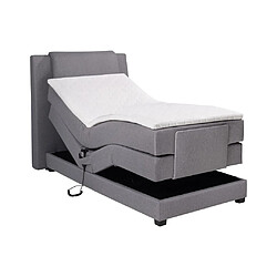 Avis Vente-Unique Ensemble complet boxspring tête de lit + sommiers relaxation électrique + matelas + surmatelas - 100 x 200 cm - Tissu - Gris clair - CASTEL II de PALACIO