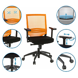 Avis Hjh Office Siège de bureau / Fauteuil de direction PORTO BASE, assise tissu / dossier maille noir / orange