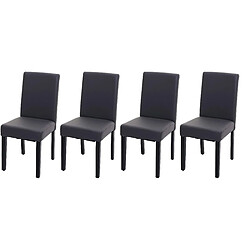 Decoshop26 Lot de 4 chaises de salle à manger synthétique gris mat pieds foncés CDS04559