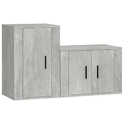 vidaXL Ensemble de meubles TV 2 pcs gris béton bois d'ingénierie