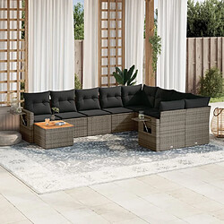 Maison Chic Salon de jardin avec coussins 10 pcs, Ensemble Tables et chaises de jardin, gris résine tressée -GKD214515