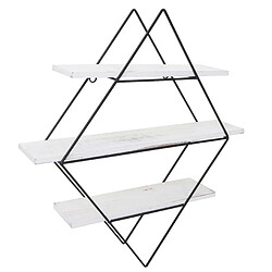 Decoshop26 Étagère murale suspendue design industriel forme losange en bois blanc vieilli 60 x 55 x 12 cm 04_0008650