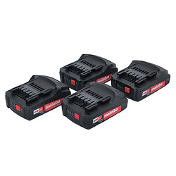 Metabo Kit de batterie 4x bloc d'accumulateurs Li-Power 18 V 2,0 Ah CAS Li-Ion ( 4x 625596000 ) avec affichage de l'état de charge