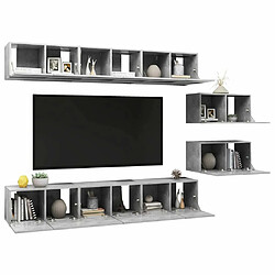 Avis Maison Chic Meubles TV 8 pcs | Banc TV Moderne pour salon | Meuble de Rangement Gris béton Aggloméré -MN57755