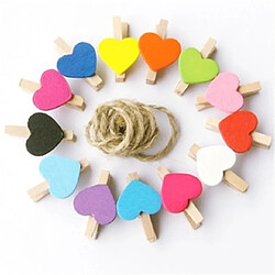 Wewoo Mini pinces en bois forme d'amour artisanat papier photo avec à ressort couleurs de 3,5 cm mélangeant 50 pièces / sac