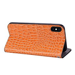 Wewoo Etui à rabat horizontal en cuir texturé glitter avec texture croco pour iPhone X / XS, avec fentes pour cartes et support (Orange) pas cher