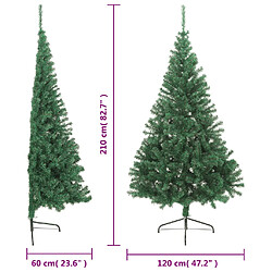 vidaXL Sapin de Noël artificiel moitié avec support vert 210 cm PVC pas cher