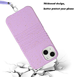 Coque en TPU + paille de blé entièrement biodégradable avec sangle pour votre iPhone 14 Plus - violet