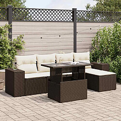 vidaXL Salon de jardin avec coussins 6 pcs marron résine tressée