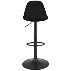 Acheter Alterego Tabouret réglable 'FINLEY' en velours noir et pied en métal noir