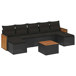 Maison Chic Salon de jardin 8 pcs avec coussins | Ensemble de Table et chaises | Mobilier d'Extérieur noir résine tressée -GKD10395