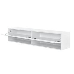 Helloshop26 Étagère murale à 2 portes meuble support TV 140 cm blanc 03_0005184