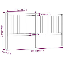 vidaXL Tête de lit Noir 206x4x100 cm Bois massif de pin pas cher