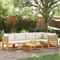 vidaXL Salon de jardin avec coussins 6 pcs bois d'acacia solide