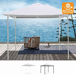 Elios Parasols Gazebo et tonnelle de jardin en acier de 3X3 mètres Style Antivent et UV, Couleur: Blanc