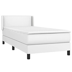 Avis Maison Chic Structures de lit + matelas,Lit à sommier tapissier avec matelas Blanc 90x190 cm Similicuir -MN13037