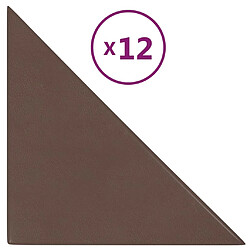 vidaXL Panneaux muraux 12 pcs Marron 30x30 cm Similicuir 0,54 m²