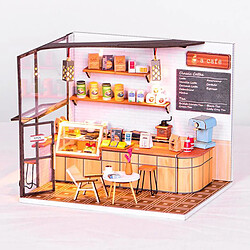 Avis Dollhouse Miniature avec des Meubles Ornements, BRICOLAGE En Bois Café Poupée Maison Kit, Échelle 1:24 Café Mini Maison