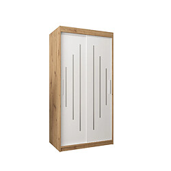 Abiks Meble Armoire YORK À Portes Coulissantes 200/100/62 2 Portes (Artisan/Blanc)