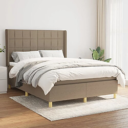 vidaXL Sommier à lattes de lit avec matelas Taupe 140x190 cm Tissu