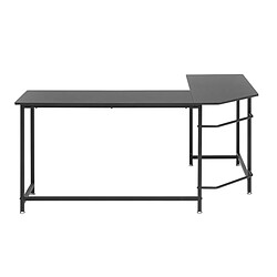 Pegane Bureau d'angle, table de bureau coloris noir - Longueur 168 x Hauteur 76 x Profondeur 129 cm