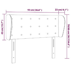 vidaXL Tête de lit avec oreilles Gris foncé 93x23x78/88 cm Tissu pas cher