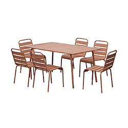 Mes Ensemble table de jardin + 6 chaises en métal terracotta - BACA