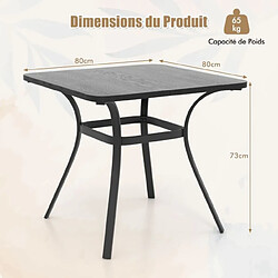 Acheter Helloshop26 Table de salle à manger de patio en métal 80 x 80 cm table d'appoint carrée avec 4 pieds incurvés table d'extérieur pour 4 personnes gris 20_0009437