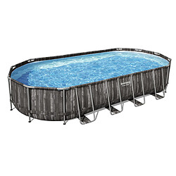 Bestway Piscine tubulaire ovale power steel 7.32 x 3.66 x h.1.22 m - décor bois