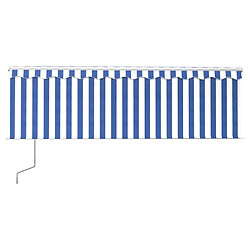 Avis Maison Chic Auvent automatique de porte rétractable,Store banne,Marquise Brise-soleil avec store 4x3 m Bleu et blanc -GKD30743