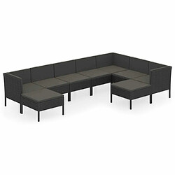 Maison Chic Salon de jardin 9 pcs + coussins - Mobilier/Meubles de jardin - Table et chaises d'extérieur Résine tressée Noir -MN21739