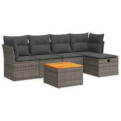 vidaXL Salon de jardin 6 pcs avec coussins gris résine tressée