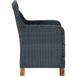 Maison Chic Lot de 2 Chaises de jardin,Fauteuil d'extérieur avec coussins Résine tressée Gris foncé -MN62385 pas cher