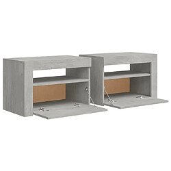 Acheter vidaXL Tables de chevet 2 pcs avec LED Gris béton 60x35x40 cm