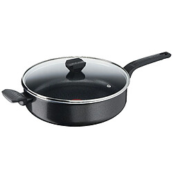 Tefal - B55537 - Easy Cook & Clean - Sauteuse - 28 cm - Avec couvercle en verre - Revêtement anti-adhésif - Sûre - Signal thermique - Fond de poêle à diffusion - Cuisson saine - Noire