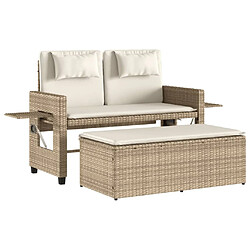 Maison Chic Banc inclinable de jardin avec coussins| Banc d'extérieur beige résine tressée -GKD87485