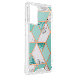 Avizar Coque Marbre Samsung Galaxy S20 FE Hybride Coins Renforcés turquoise et blanc